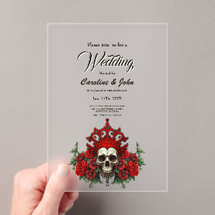 Royal darkness, a gothic heart and skull acrylic invitations