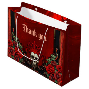 Royal darkness, a gothic heart and skull.  large gift bag