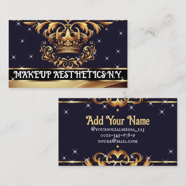 Royal Deluxe Golden Crown Ornament Luxury Chic  Business Card (Front/Back)