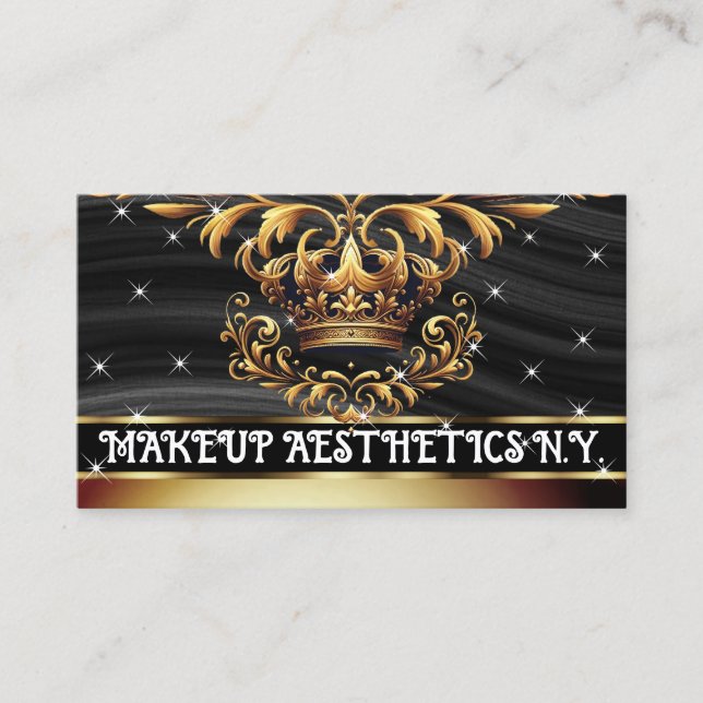 Royal Deluxe Golden Crown Ornament Luxury Chic  Business Card (Front)