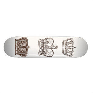 Royal design with crown in vintage style skateboard