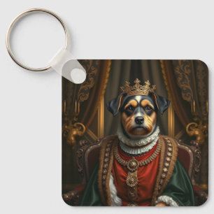 Royal Dog Portrait Keychain Noble Pet King Art