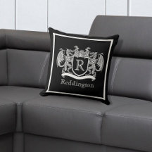 Royal Dragon Monogram Crest Throw Pillow