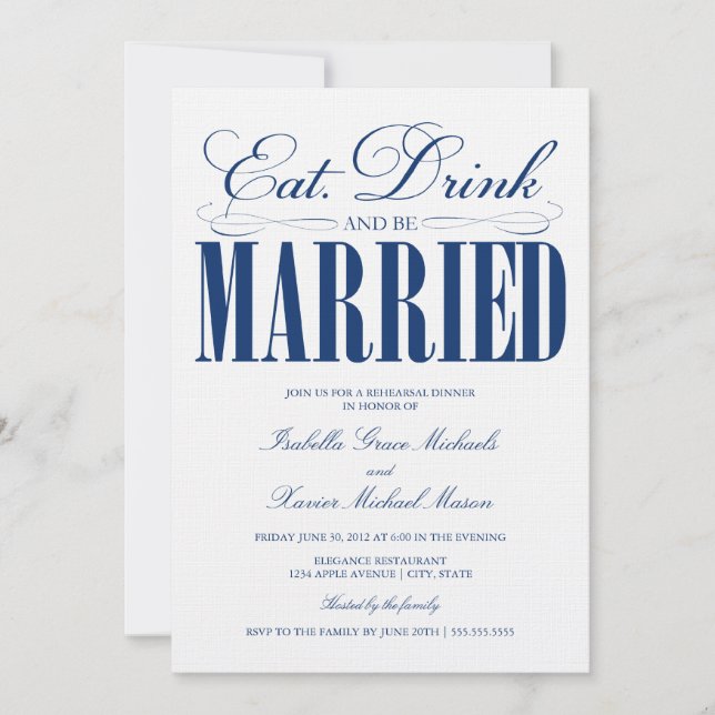 Royal Eat, Drink & Be Married | Rehearsal Dinner Invitation (Front)