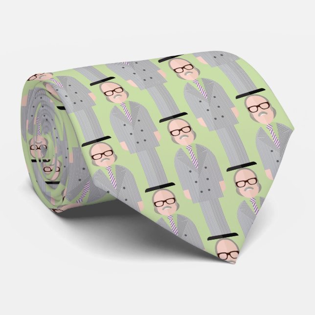 Royal – Eccentric Character Pattern Tie (Green) (Rolled)