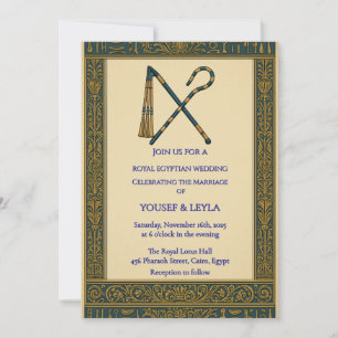 Royal Egyptian Crook & Flail Gold Wedding Invitation