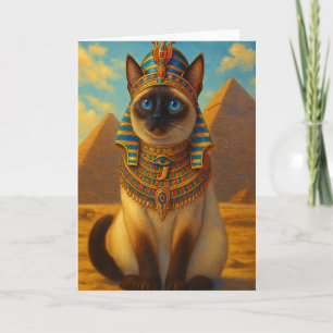 Royal Egyptian Pharaoh Cat in Desert Card