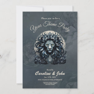 Royal elegance, a majestic gaze ornate lion's head invitation