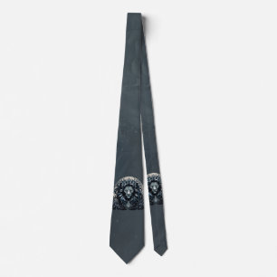 Royal elegance, a majestic gaze ornate lion's head tie