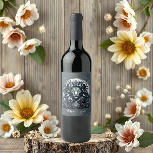 Royal elegance, a majestic gaze ornate lion's head wine label