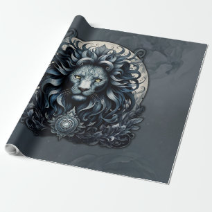 Royal elegance, a majestic gaze ornate lion's head wrapping paper