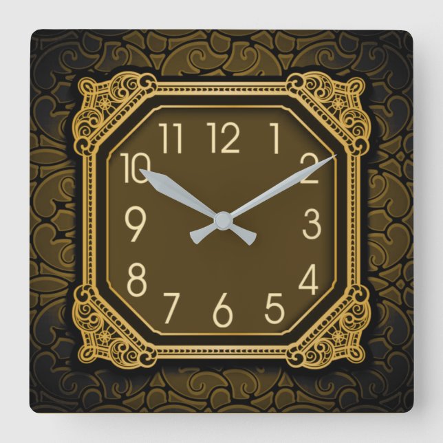 Royal elegant art Deco Square Wall Clock (Front)