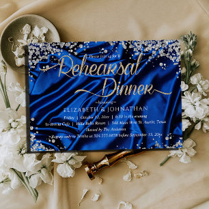 Royal Elegant Blue Chic Minimal Rehearsal Dinner Invitation