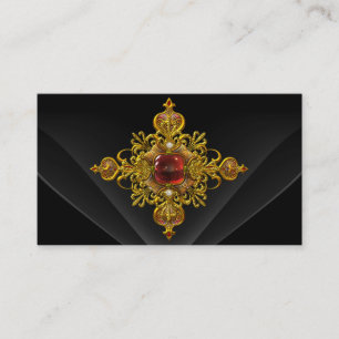Royal Elegant Gold Rich Red Black Ornate Jewel 2 Business Card