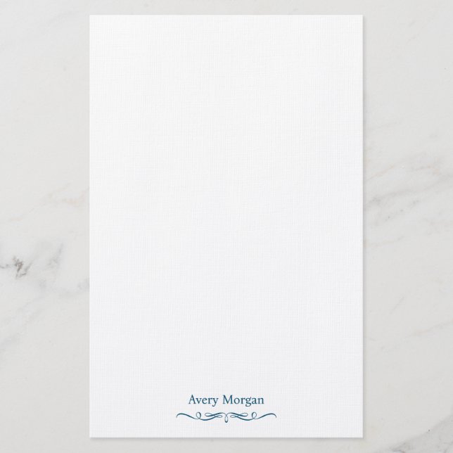 Royal Elegant Luxury Navy Blue Personalised Stationery (Front)