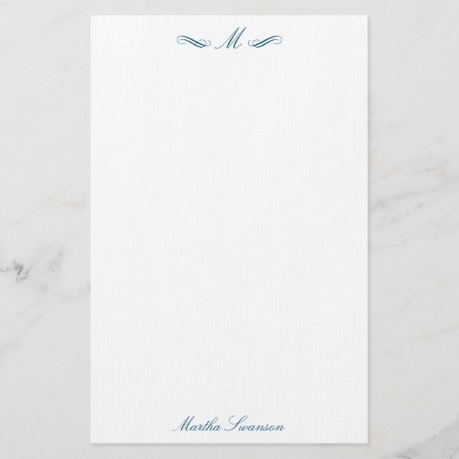 Royal Elegant Luxury Navy Blue Personalised Stationery (Front)