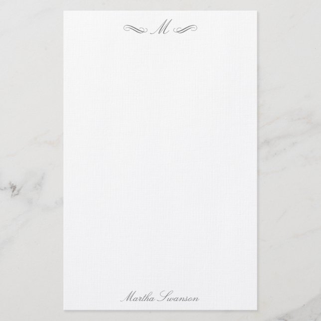 Royal Elegant Luxury Smokey Grey Personalised Stationery (Front)