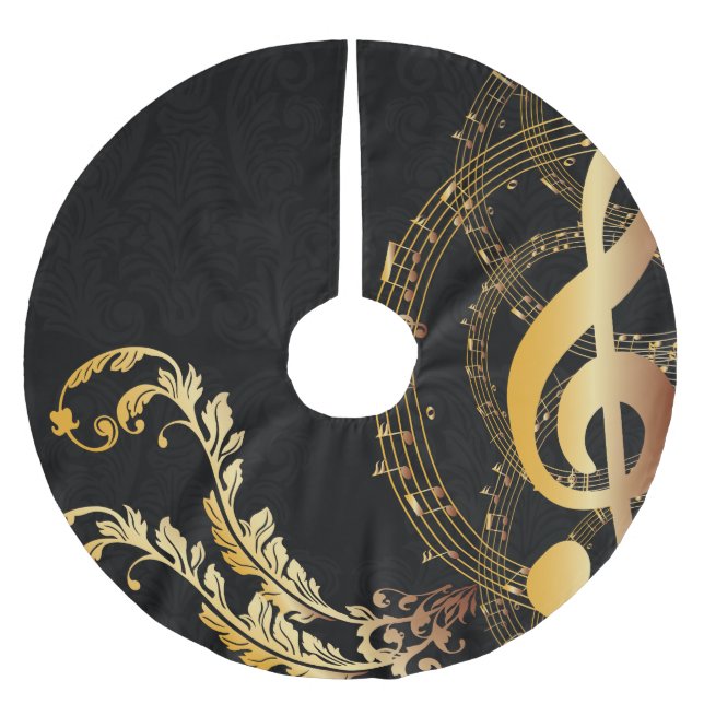 Royal elegant modern Music Note Brushed Polyester Tree Skirt (Front)