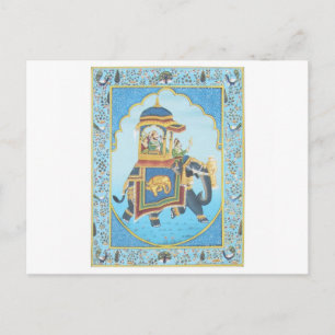 ROYAL ELEPHANT RIDE VINTAGE INDIAN ART POSTCARD