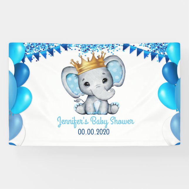 Royal Elephant with Crown Golden Banner Shower (Horizontal)