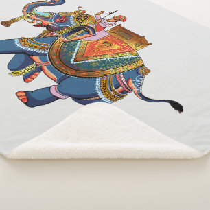 Royal Elephant's Journey: Indian Folkloric Design Sherpa Blanket
