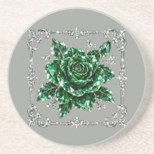 Royal Emerald Crystal Flower collection Coaster