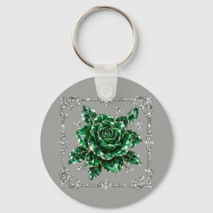 Royal Emerald Crystal Flower collection Key Ring