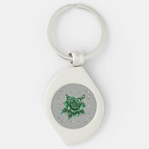Royal Emerald Crystal Flower collection Key Ring
