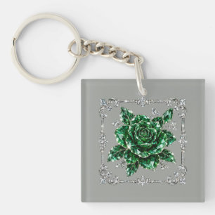 Royal Emerald Crystal Flower collection Key Ring