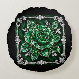 Royal Emerald Crystal Flower collection Round Cushion