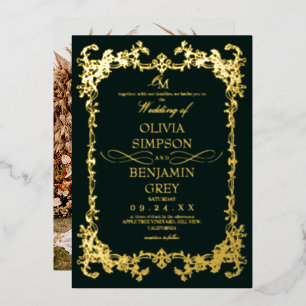 Royal Emerald Green & Gold Floral Photo Wedding