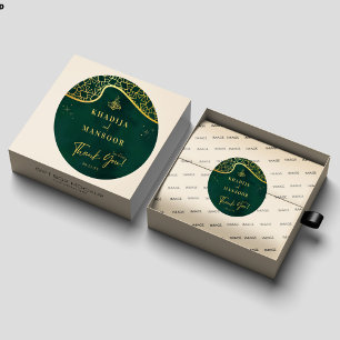 Royal Emerald Green Gold Glitter Wedding Thank You Classic Round Sticker