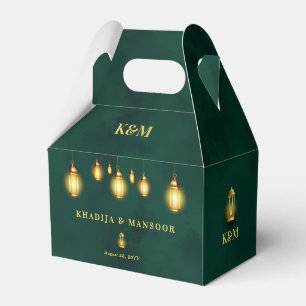 Royal Emerald Green Gold Lights Wedding Thank You Favour Box