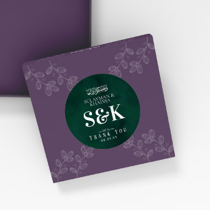Royal Emerald Green Monogram Islamic Wedding Favou Classic Round Sticker