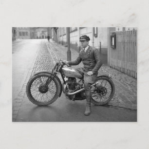 Royal Enfield 1930's Motorcycle vintage B&W photo Postcard