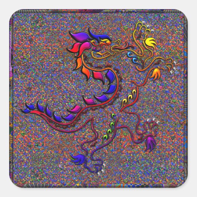 Royal Fancy Mediaeval Lion Collage Square Sticker (Front)