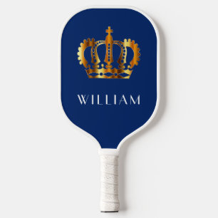 Royal Faux Gold Crown Blue Customised Pickleball Paddle
