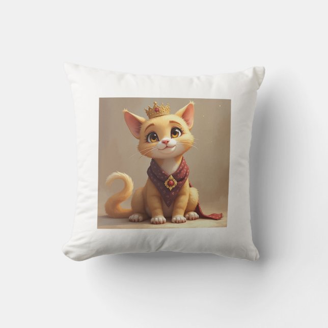 “Royal Feline Throne: The Majestic Cat Cushion” Cushion (Front)