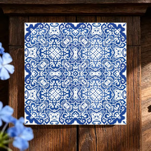 Royal Filigree Intricate Blue and White Ornamental Tile