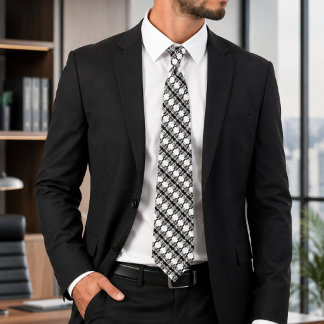 Royal Filigree | Luxury Black & White Baroque  Tie