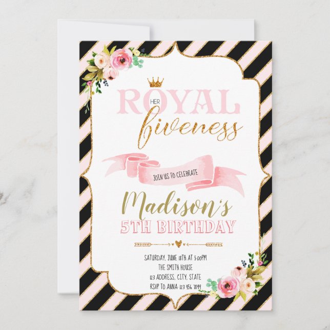 Royal fineness birthday party invitation (Front)