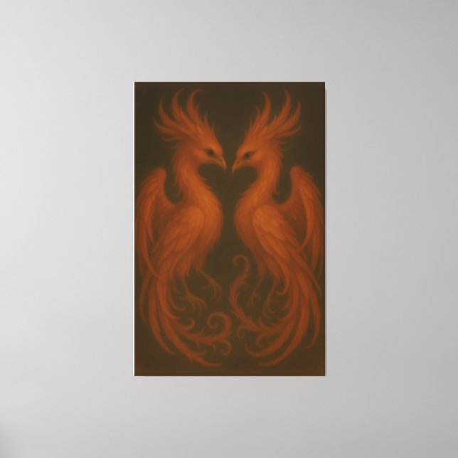 Royal Fire Phoenix Pair – Luxury Canvas Art (Front)