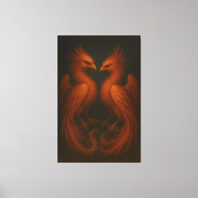 Royal Fire Phoenix Pair – Luxury Canvas Art (Front)