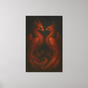 Royal Fire Phoenix Pair – Luxury Canvas Art