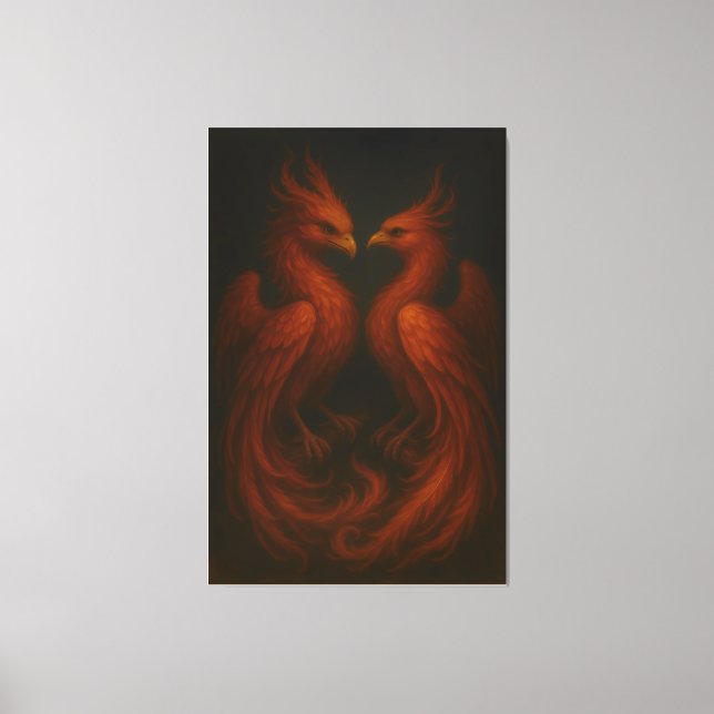 Royal Fire Phoenix Pair – Luxury Canvas Art (Front)