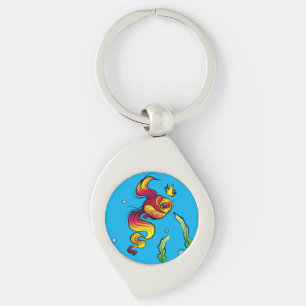 Royal Fish with a Golden Crown Key Ring