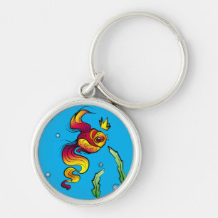 Royal Fish with a Golden Crown Key Ring