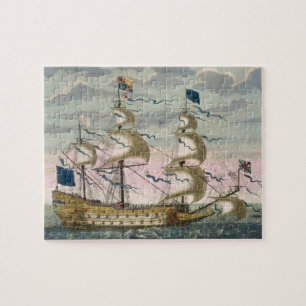 Royal (flagship) of the English fleet, flying the Jigsaw Puzzle