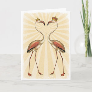 Royal Flamingos in Love Card