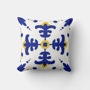 Royal Fleur Bold Blue and Gold Botanical Cushion